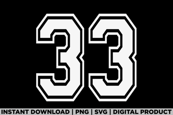 Number 33 Birthday Varsity Sports Team Graphics for T-Shirts